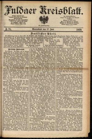 Erste Ausgabe vom Samstag, den 17. Juni 1899.