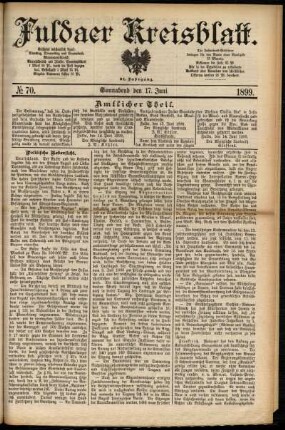 Erste Ausgabe vom Samstag, den 17. Juni 1899.