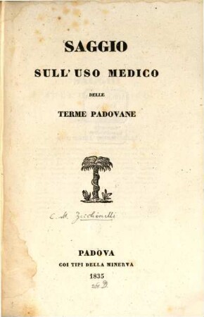 Saggio sull'uso medico delle terme Padovane
