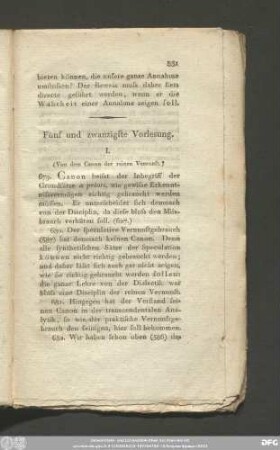 Fünf und zwanzigste Vorlesung.