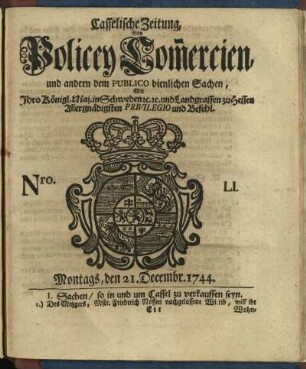 Nro. LI, Montags, den 21. Decembr. 1744