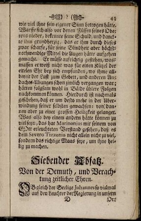 Siebender Absatz. Von der Demuth, und Verachtung zeitlicher Ehren.