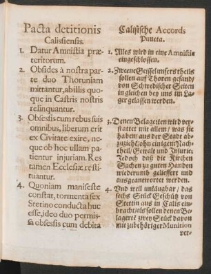 Pacta detitionis Calissiensis. = Calisische Accords Puncta.