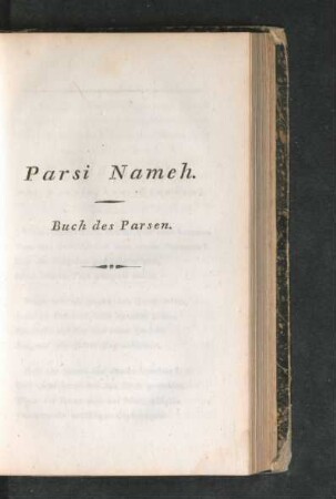 Parsi Nameh. Buch des Parsen.