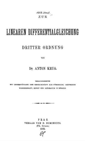 Zur linearen Differentialgleichung dritter Ordnung