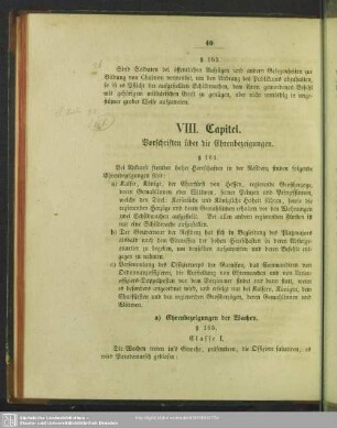 VIII. Capitel. Vorschriften über die Ehrenbezeigungen