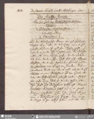 Die Fünffte Periode. Von der Zeit der Sächsischfränckischen Kayser