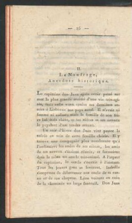 II. Le Naufrage, anecdote historique.
