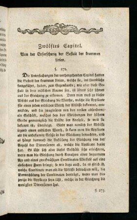 219-227, Zwölftes Capitel. Von der Erforschung der Gestalt der krummen Linien.