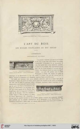 13: L' art du bois : les écoles françaises au XVIe siècle, [1]; Lyonnais, Bourbonnais, Dauphiné