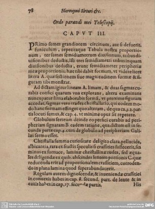 Ordo parandi mei Telescopii. CAPUT III.