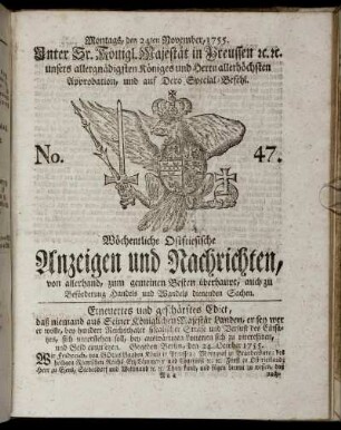 No. 47. Montags, den 24ten November, 1755.