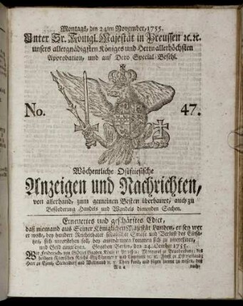 No. 47. Montags, den 24ten November, 1755.