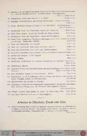 Arbeiten in Elfenbein, Email und Glas (Nr. 108-167)