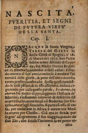 Breve Relazione della vita ... della ... S. Teresa di Giesu