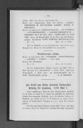 Zur Kritik von Kaiser Friedrich Barbarossas Privileg für Hamburg. 1189 Mai 7.