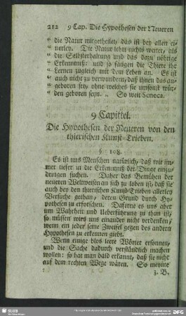 9 Capittel. Die Hypothesen der Neueren von den thierischen Kunst-Trieben