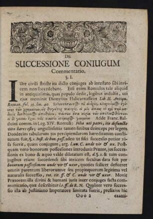 De Successione Coniugum Commentatio.