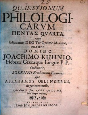 Quaestionum philologicarum pentas IV.