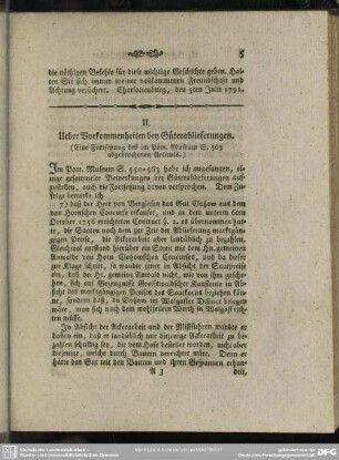 II. Ueber Vorkommenheiten bey Güterablieferungen