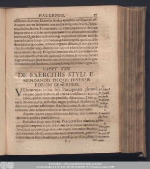 Caput XXII. De Exercitiis Styli Emendandis Deque Diversis Eorum Generibus.
