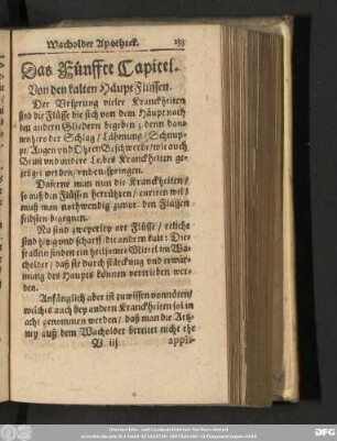 Das Fünffte Capitel. Von den kalten Häupt Flüssen.