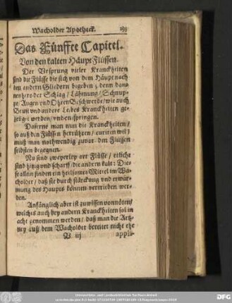 Das Fünffte Capitel. Von den kalten Häupt Flüssen.
