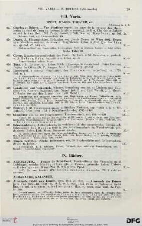 VIII. Varia (Nr. 423-432)