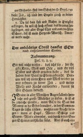 Der andächtige Christ dancket Gott nach eingesammeleter Erndte.