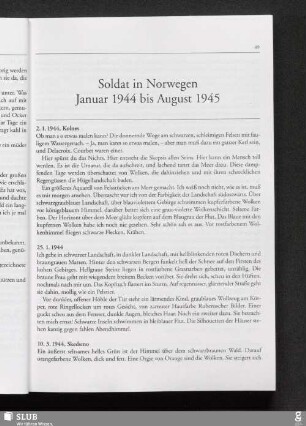 Soldat in Norwegen, Januar 1944 bis August 1945