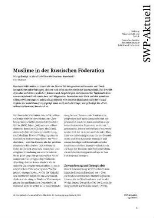 Muslime in der Russischen Föderation : Wie gefestigt ist die "Vielvölkerzivilisation" Russland?