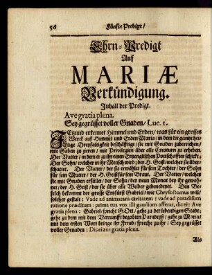 Ehrn-Predigt Auf Mariae Verkündigung.