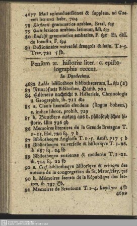 Pensum 21. historiae liter. c. epistolographis recent.