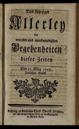 Den 22. Merz 1757. Zwölftes Stück.