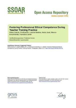 Fostering Professional Ethical Competence During Teacher Training Practice