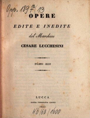 Opere edite e inedite, 13
