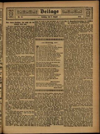 Zweite Ausgabe vom Sonntag, den 07. August 1921.