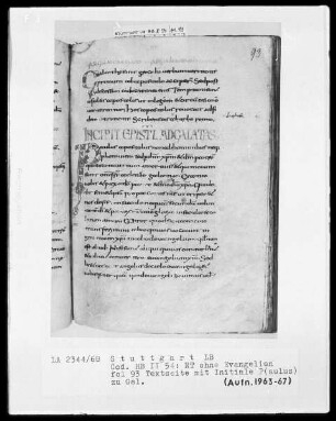 Bibliorum pars finalis, Pauli epistolae, Actus apostolorum, Epistolae canonicae, Apocalypsis — Initiale P(aulus), Folio 93recto