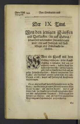 Der IX. Titul.