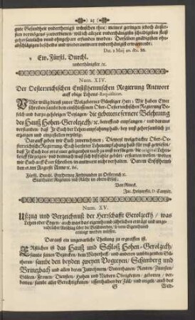 Num. XV. Ußzug und Verzeichnuß der Herrschafft Gerolzeckh/ was Lehen oder Eygen/ ...