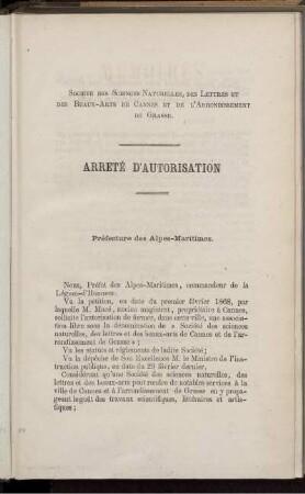 Arreté D'Autorisation
