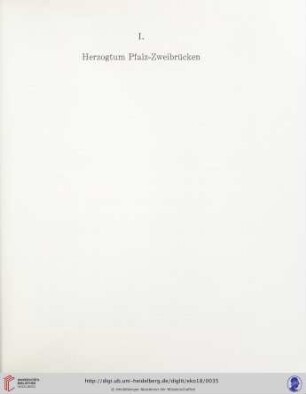 I. Herzogtum Pfalz - Zweibrücken