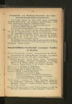 Dampfschifffahrts-Gesellschaft vereinigter Schiffer in Dresden.