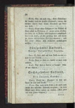 Sechszehnter Auftritt. Don Quixote. Sancho