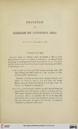 Beiträge zur Geschichte des elsässischen Adels