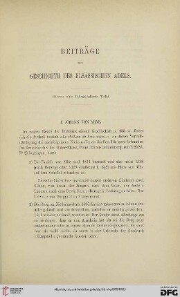 Beiträge zur Geschichte des elsässischen Adels