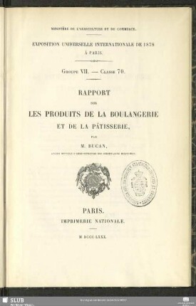 Rapport sur les produits de la boulangerie et de la pâtisserie
