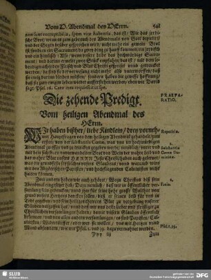 Die zehende Predigt. Vom heiligen Abendmal des Herrn