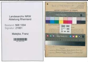 Entnazifizierung Franz Matejka , geb. 14.05.1894 (Verkaeufer)