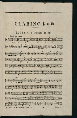 1-3, Clarino I. Missa I. solennis in Eb.